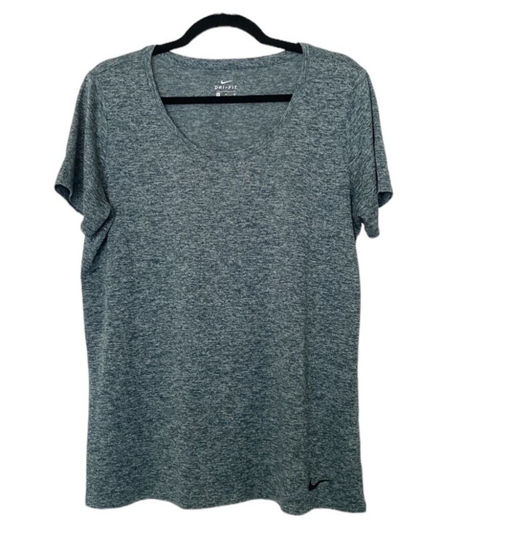 Nike Dri-Fit Short Sleeve Scoop Neckline Teal Grey Shirt Size XL Athleisure Gym